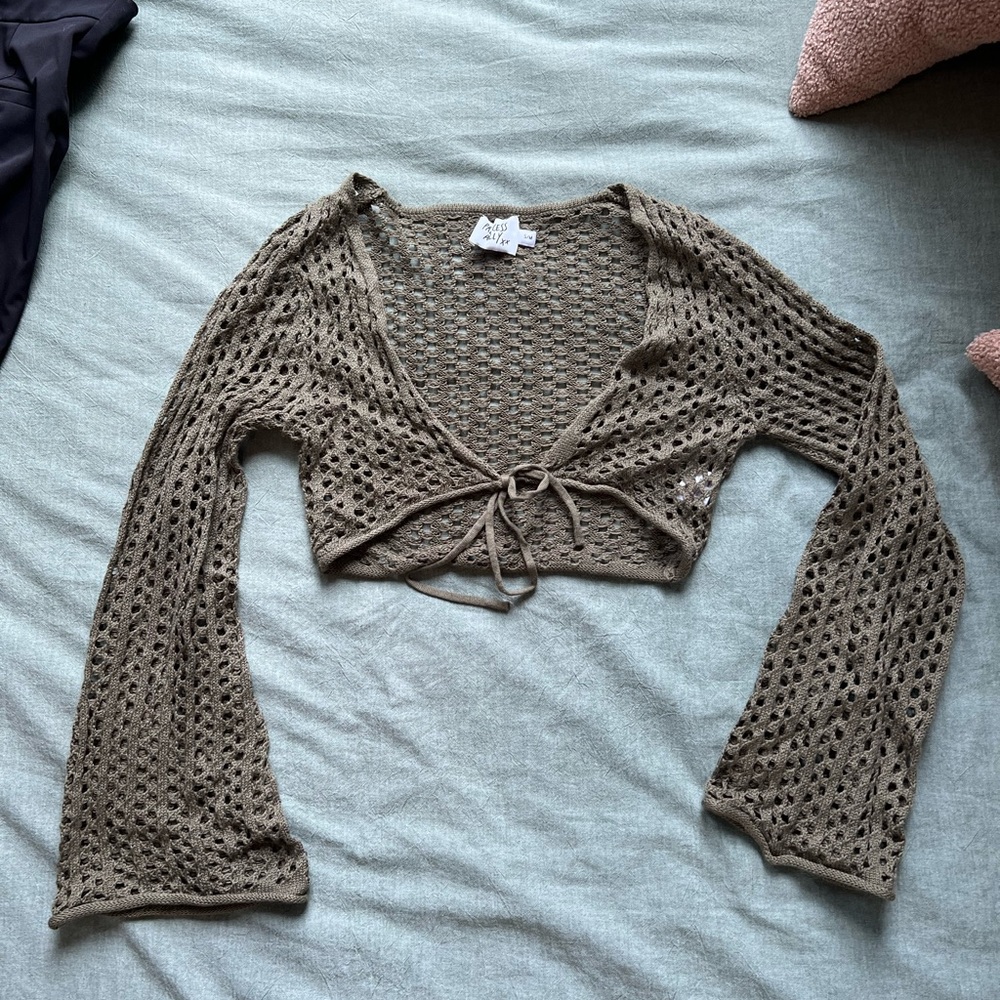 Princess Polly Crochet Tie-Front Crop Top